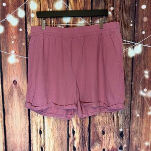 Frank & Oak High Waist Linen Blend Mauve Shorts